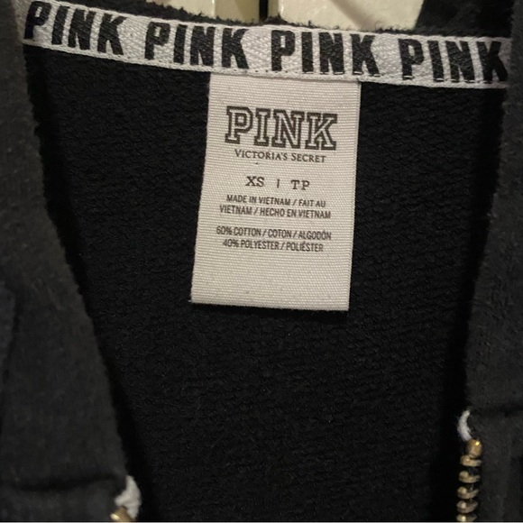PINK Victoria's Secret Black Hoodie with White Logo - Picture 2 of 3